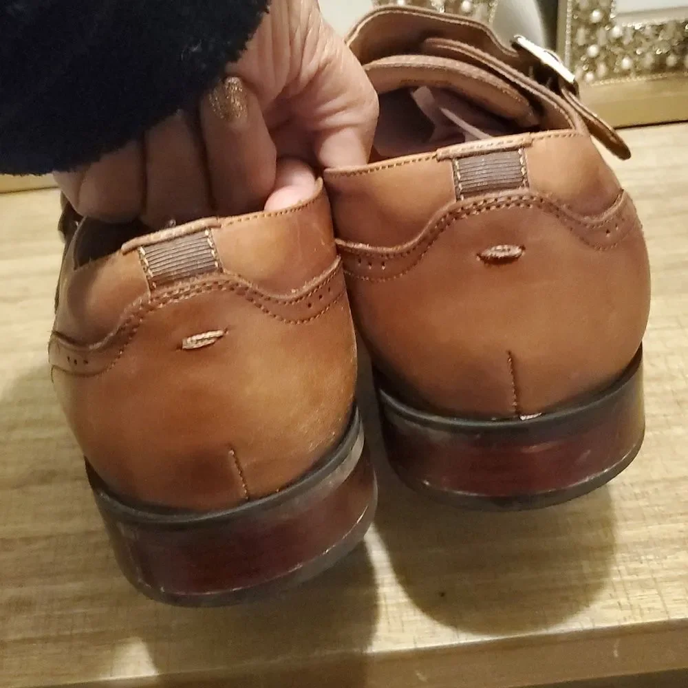 Florsheim Brown Sorrento Plain Toe Single Buckle Leather Men's Dress Shoes Sz 11
